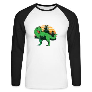 Abuelosaurio Rex I Funny Grandpa T-Rex - Unisex Baseballshirt langarm - Weiß/Schwarz - Vorne - Nik (191cm)