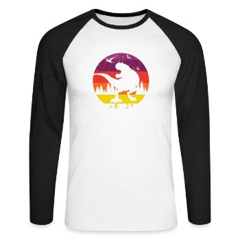 Abuelosaurio Rex I Funny Grandpa T-Rex - Unisex Baseballshirt langarm - Weiß/Schwarz - Vorne - Nik (191cm)
