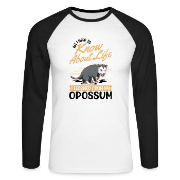 Opossum Cadeau Marsupial Opossum - T-shirt baseball manches longues Homme - blanc/noir - Devant - Nik (191cm)