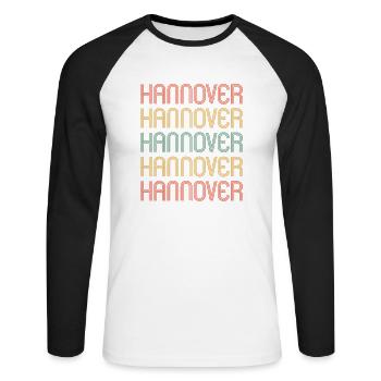 Hannoveranerin Hannoveraner Hannover - Unisex Baseballshirt langarm - Weiß/Schwarz - Vorne - Nik (191cm)