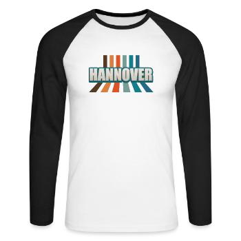 Hannoveranerin Hannoveraner Hannover - Unisex Baseballshirt langarm - Weiß/Schwarz - Vorne - Nik (191cm)