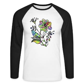 Fleur - T-shirt baseball manches longues Homme - blanc/noir - Devant - Nik (191cm)