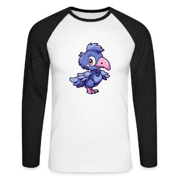 Danseur de bec-de-chaussure - T-shirt baseball manches longues Homme - blanc/noir - Devant - Nik (191cm)