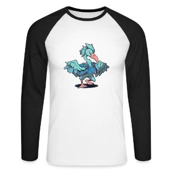 Danseur de bec-de-chaussure - T-shirt baseball manches longues Homme - blanc/noir - Devant - Nik (191cm)