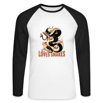 Juste un garçon qui aime les serpents - T-shirt baseball manches longues Homme - blanc/noir - Devant - Nik (191cm)