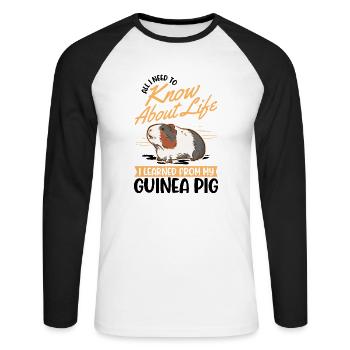 Cochon d’Inde Cadeau Cochon d’Inde Cochon d’Inde - T-shirt baseball manches longues Homme - blanc/noir - Devant - Nik (191cm)