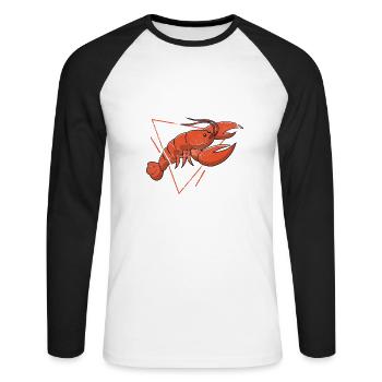 Funny Crawfish Junkie Cajun Crawfish Boil Love - Unisex Long Sleeve Baseball T-Shirt - white/black - Front - Nik (191cm)
