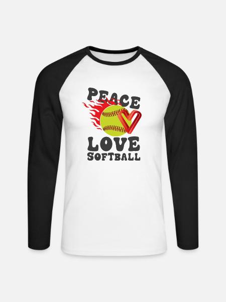 Mädchen Frieden Liebe Softball - Unisex Baseballshirt langarm - Weiß/Schwarz