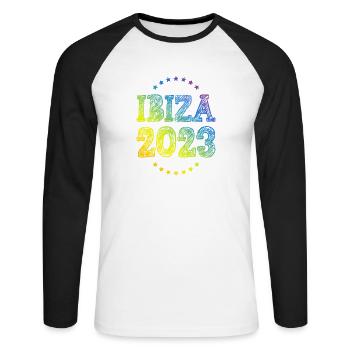 Ibiza 2023 - T-shirt baseball manches longues Homme - blanc/noir - Devant - Nik (191cm)