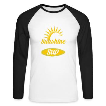 All I Need Is Sunshine And My SUP Stand Up Paddle - Unisex Baseballshirt langarm - Weiß/Schwarz - Vorne - Nik (191cm)
