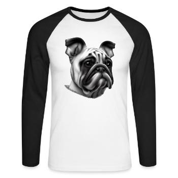Dog Bulldog Dog Owner Dog Owner - Unisex Long Sleeve Baseball T-Shirt - white/black - Front - Nik (191cm)