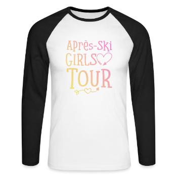 Apres-Ski Girls Tour - Unisex Baseballshirt langarm - Weiß/Schwarz - Vorne - Nik (191cm)