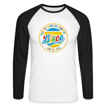 Voici à quoi ressemble la meilleure nièce du monde Cadeau - T-shirt baseball manches longues Homme - blanc/noir - Devant - Nik (191cm)