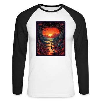 Magische Reise - Unisex Baseballshirt langarm - Weiß/Schwarz - Vorne - Nik (191cm)