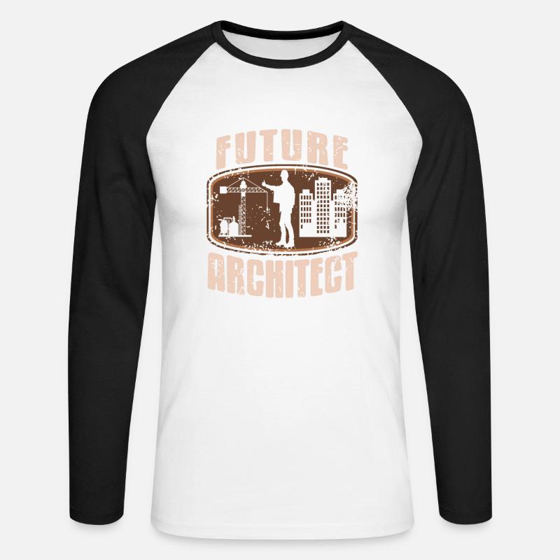 Future Architect Retro Architecture Student - Unisex Long Sleeve Baseball T-Shirt - white/black