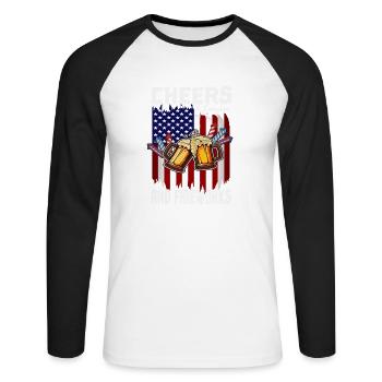 4th Of July Freedom And Fireworks Day Drinking - Unisex Long Sleeve Baseball T-Shirt - white/black - Front - Nik (191cm)
