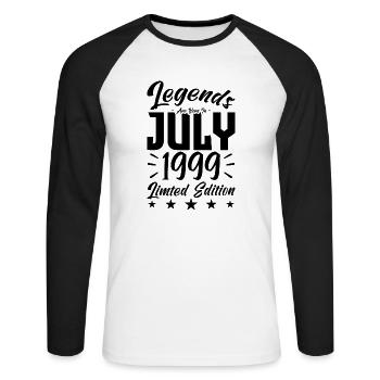 Naissance En Juillet 1999. Cadeau d'anniversaire. - T-shirt baseball manches longues Homme - blanc/noir - Devant - Nik (191cm)