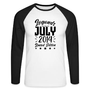 Naissance En Juillet 2014. Cadeau d'anniversaire. - T-shirt baseball manches longues Homme - blanc/noir - Devant - Nik (191cm)