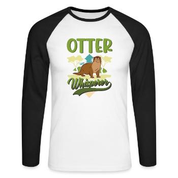 Otter Flüsterer Fischotter Geschenk Seeotter - Unisex Baseballshirt langarm - Weiß/Schwarz - Vorne - Nik (191cm)