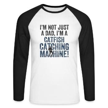 Prises de papa - pêche au poisson-chat - T-shirt baseball manches longues Homme - blanc/noir - Devant - Nik (191cm)