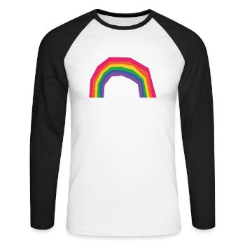 LGBTQ Proud Ally Trans Gay Pride Is It Gay Here - Unisex Long Sleeve Baseball T-Shirt - white/black - Front - Nik (191cm)
