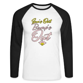 Sun's Out Bump's Out 4 - Unisex Long Sleeve Baseball T-Shirt - white/black - Front - Nik (191cm)