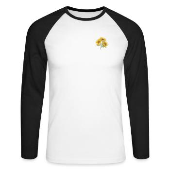 Blumiger kleiner Fleck Sonnenblumenliebhaber Coole Blumen - Unisex Baseballshirt langarm - Weiß/Schwarz - Vorne - Nik (191cm)