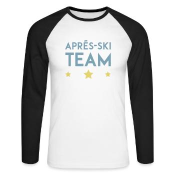 Après Ski 2023 Krone - Unisex Long Sleeve Baseball T-Shirt - white/black - Front - Nik (191cm)