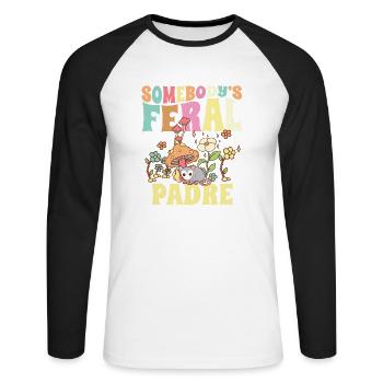 Quelqu’un père père espagnol sauvage famille de père - T-shirt baseball manches longues Homme - blanc/noir - Devant - Nik (191cm)
