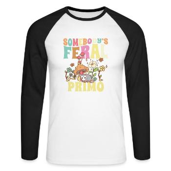 Somebody's Feral Cousin Spanish Wild Family - Unisex Long Sleeve Baseball T-Shirt - white/black - Front - Nik (191cm)