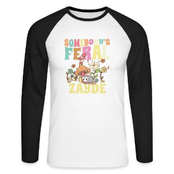 Somebody's Feral Zayde Yiddish Grandfather Family - Unisex Long Sleeve Baseball T-Shirt - white/black - Front - Nik (191cm)