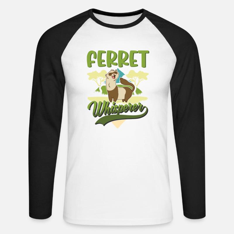 Frettchen Flüsterer Ferret Whisperer - Unisex Baseballshirt langarm - Weiß/Schwarz