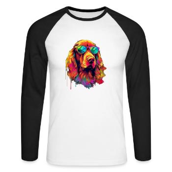 Irish Red Setter Hund Hunderasse - Unisex Baseballshirt langarm - Weiß/Schwarz - Vorne - Nik (191cm)