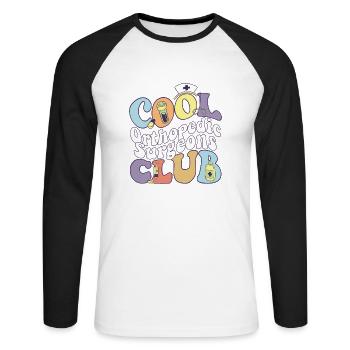 Cool Orthopedic Surgeons Club Ortho Squad Bone - Unisex Baseballshirt langarm - Weiß/Schwarz - Vorne - Nik (191cm)