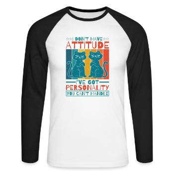 Je n’ai pas d’attitude 6 - T-shirt baseball manches longues Homme - blanc/noir - Devant - Nik (191cm)