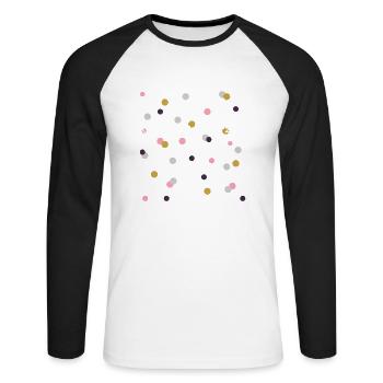 Konfetti im Herzen - Unisex Baseballshirt langarm - Weiß/Schwarz - Vorne - Nik (191cm)