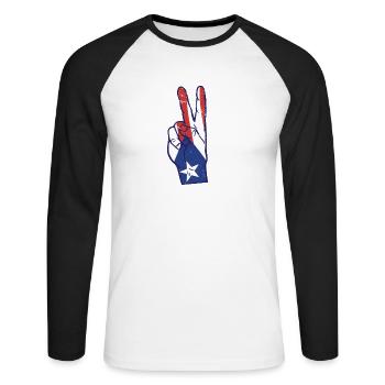 Proud Puerto Rican Latino Pride Latina Wepa - Unisex Long Sleeve Baseball T-Shirt - white/black - Front - Nik (191cm)