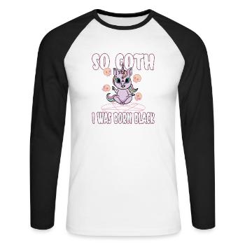 Satan Belzébuth Diable Gothique Pentagramme Mystique - T-shirt baseball manches longues Homme - blanc/noir - Devant - Nik (191cm)