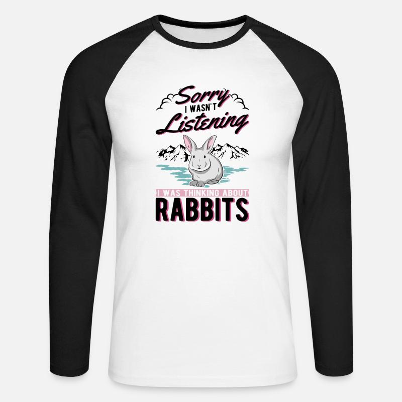 Rabbit Bunny Rabbit Rabbit Rabbit - Unisex Long Sleeve Baseball T-Shirt - white/black