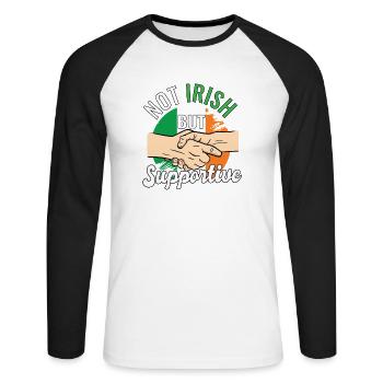 Pas irlandais mais un voyageur de pays favorable Irlande - T-shirt baseball manches longues Homme - blanc/noir - Devant - Nik (191cm)