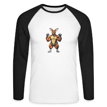 Kangaroo Kangaroos Kängurus lustiges Känguru - Unisex Baseballshirt langarm - Weiß/Schwarz - Vorne - Nik (191cm)