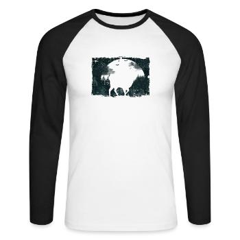 Halloween Llama Animal Zookeeper Spooky Zoo Family - Unisex Long Sleeve Baseball T-Shirt - white/black - Front - Nik (191cm)