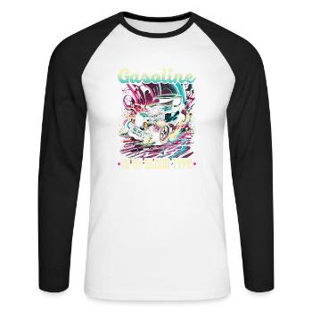 Hot Rod Gasoline Is My Blood Type, Muscle Car Rat - Unisex Baseballshirt langarm - Weiß/Schwarz - Vorne - Nik (191cm)