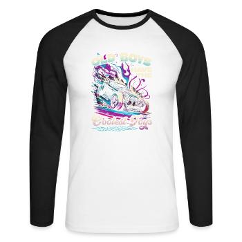 Hot Rod Grandpa, Old Boys Coolest Toys, Muscle Car - Unisex Long Sleeve Baseball T-Shirt - white/black - Front - Nik (191cm)