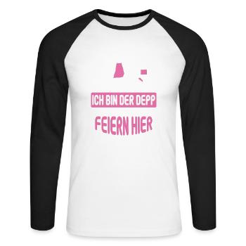 Junggesellenabschied Poltern Polterabend JGA - Unisex Baseballshirt langarm - Weiß/Schwarz - Vorne - Nik (191cm)