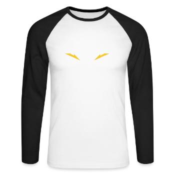Cadeau Geocaching Geocacher Geocache - T-shirt baseball manches longues Homme - blanc/noir - Devant - Nik (191cm)