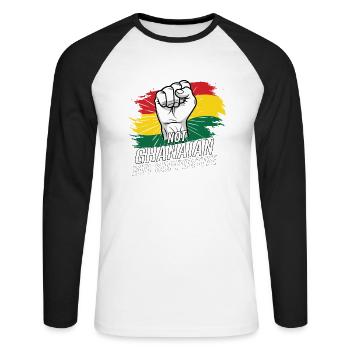 Pas ghanéen mais favorable au Ghana - T-shirt baseball manches longues Homme - blanc/noir - Devant - Nik (191cm)