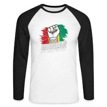 Pas guinéen mais un drapeau de la République de Guinée favorable - T-shirt baseball manches longues Homme - blanc/noir - Devant - Nik (191cm)