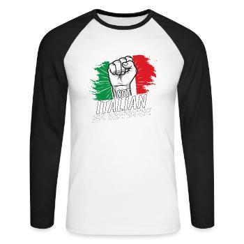 Not Italian But Supportive Italy Flag Country - Unisex Long Sleeve Baseball T-Shirt - white/black - Front - Nik (191cm)