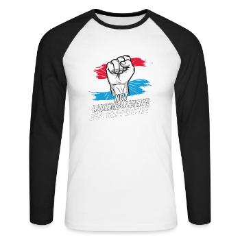 Not Luxembourger But Supportive Luxembourg Flag - Unisex Long Sleeve Baseball T-Shirt - white/black - Front - Nik (191cm)